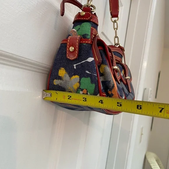 Vintage Dooney & Bourke RARE Red Paint-splash Small Banana Baguette Bag NWOT - Picture 9 of 16